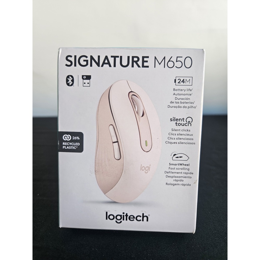 Logitech Signature M650 Wireless Mouse Bluetooth USB Silent Rose 910-006251